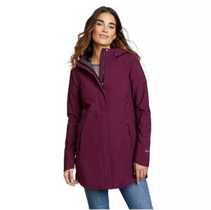 Eddie Bauer Burgundy Women Parka Coat‎ Jacket Removable Hood Tall Medium